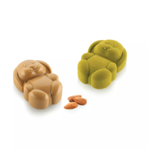 Molde de silicón con forma de conejo. Medidas: 76 x 50 mm, altura 29 mm. +  cortador.